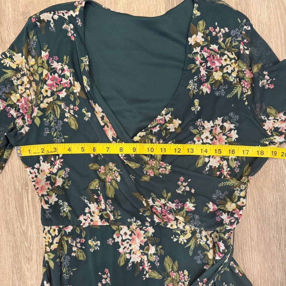 Petal and Pup Floral Faux Wrap Maxi Dress Womens Large Long Sleeve CottageCore - Picture 7 of 8